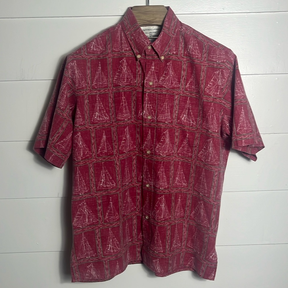 Detrich Verez Reyn Spooner Mens Large Hawaiian Button sale boat print vintage